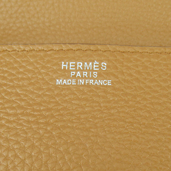 Replica Hermes Togo Leather Messenger Bag Light Coffee 8078